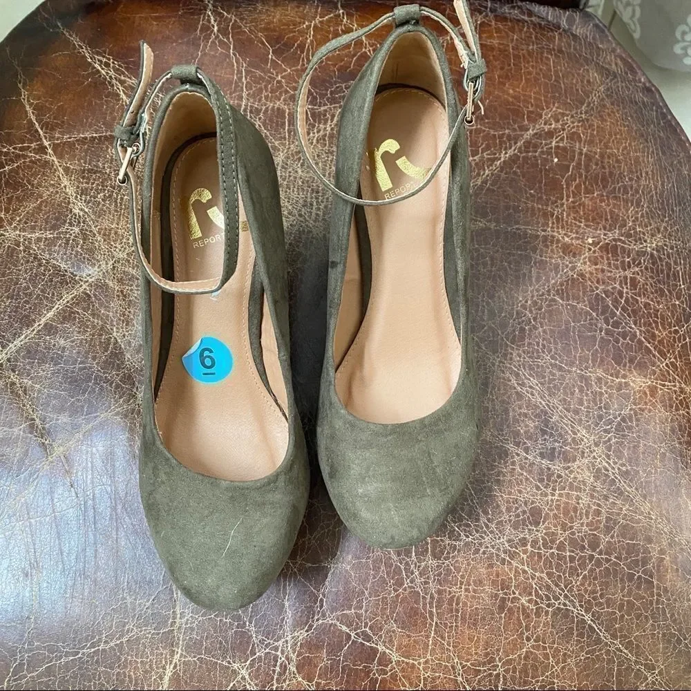 NWOB Report olive strap platform wedges 6